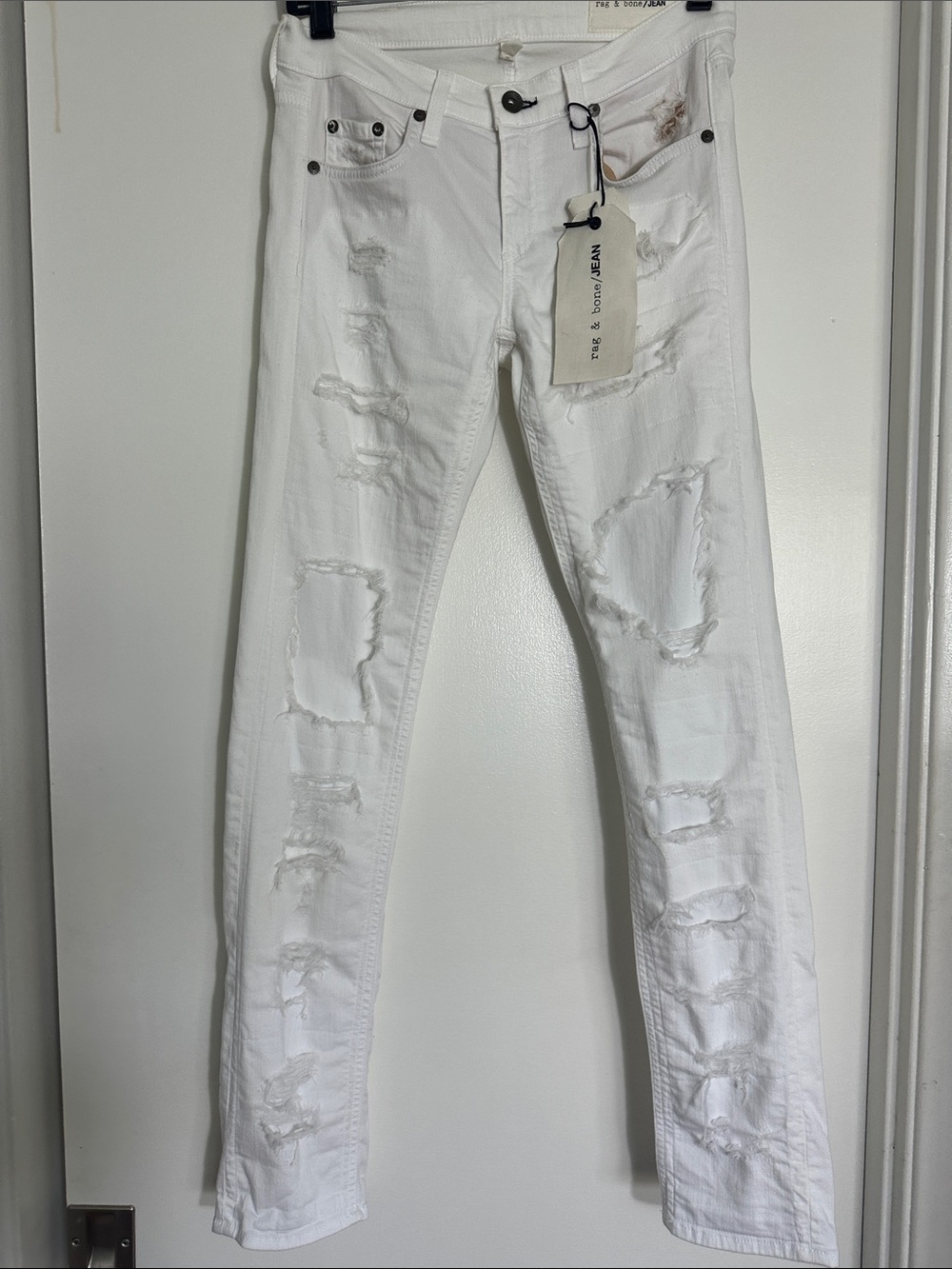 rag & bone White Distressed wht Brigade DRE  Jeans